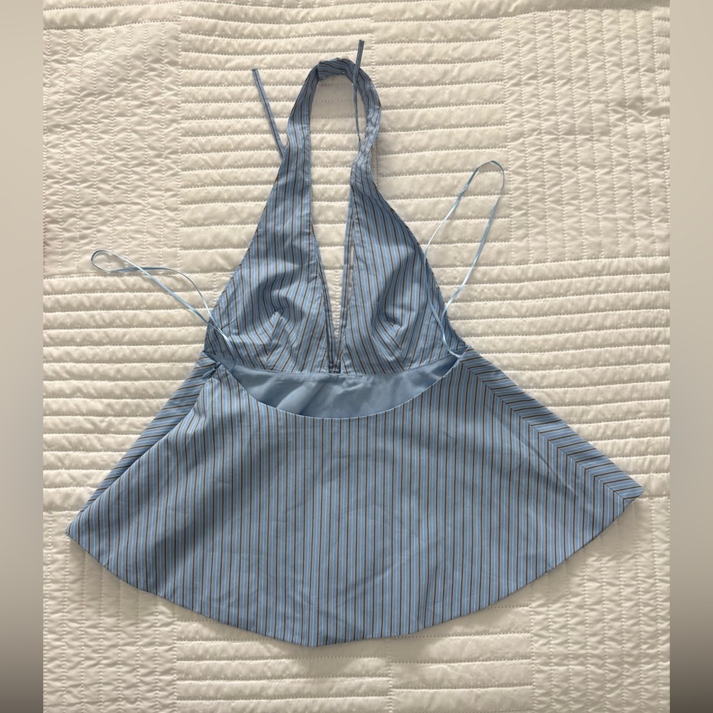 Zara Striped Blue and Brown top NWT - Picture 2 of 6